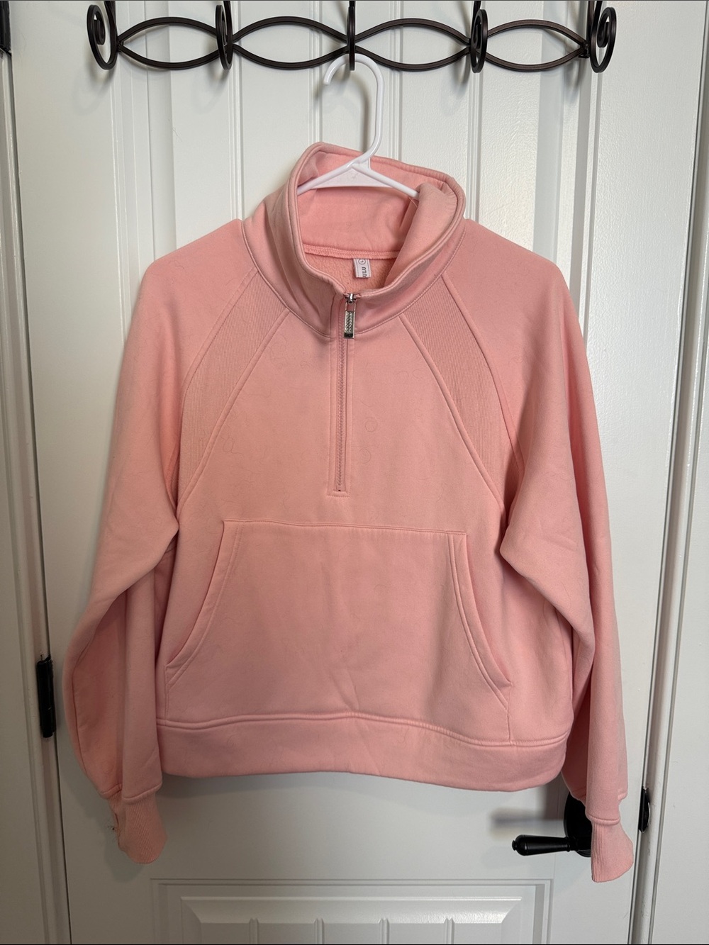 Women's Soft Pink Half-Zip Funnel Neck Sweatshirt